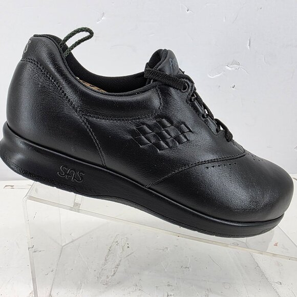 SAS 'Free Time' Womens  Black Leather Comfort Walking Shoe LACE UP  8 WWW - Picture 1 of 9
